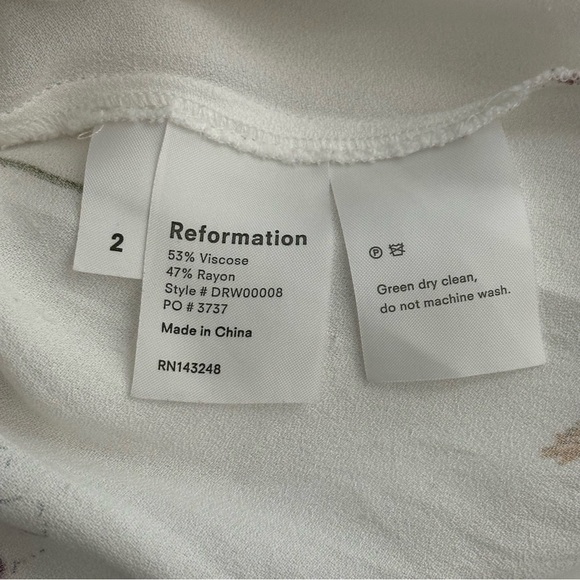 Flawed Reformation Prairie Gardenia Floral White Maxi Dress Boho Romantic Size 2 - Picture 15 of 16